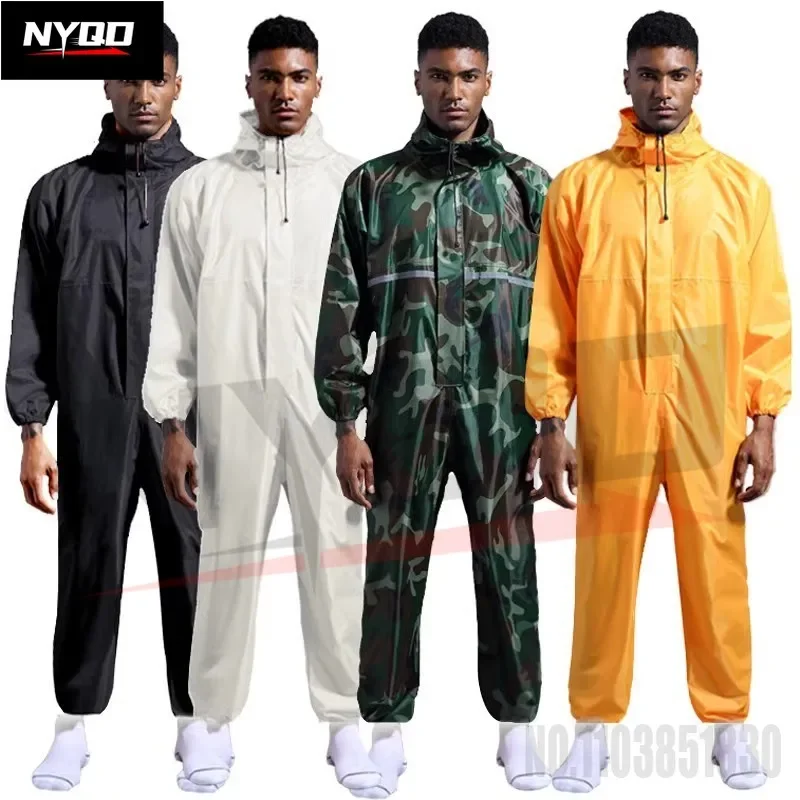 One-piece Hooded Waterproof Motorcycle Riding Raincoat Outdoor Dustproof Lightweight Work Clothes Rider Raincoat for Men Women
