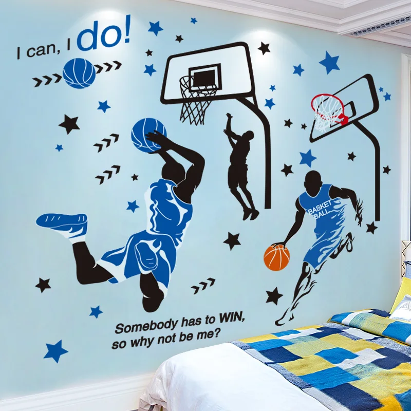 

[shijuekongjian] Basketball Player Wall Sticker DIY Kids Rooms Wall Decor Decals for Living Room Teen Bedroom Home Decoration