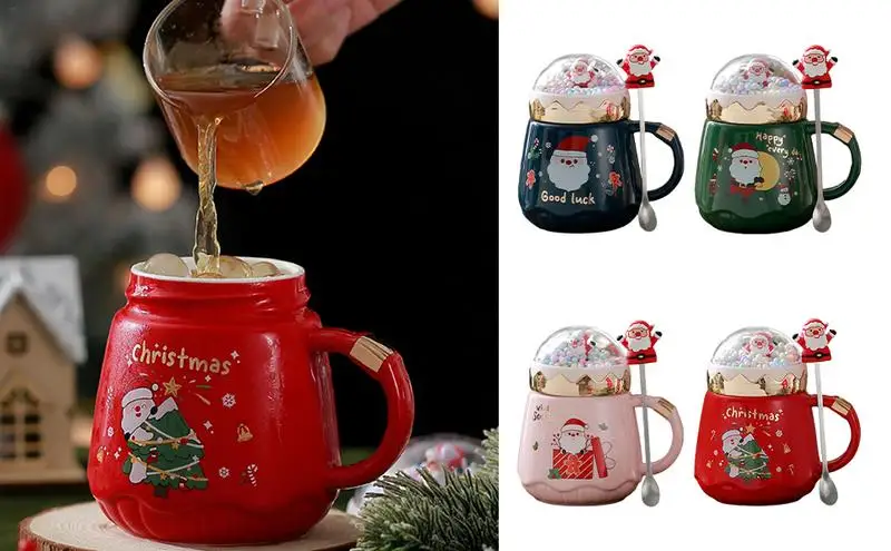 

500ml Ceramic Christmas Mugs Colorful Drinking Mugs For Christmas Santa Mousse Cup Coffee Cup For Office Home Hot Milk Beverages