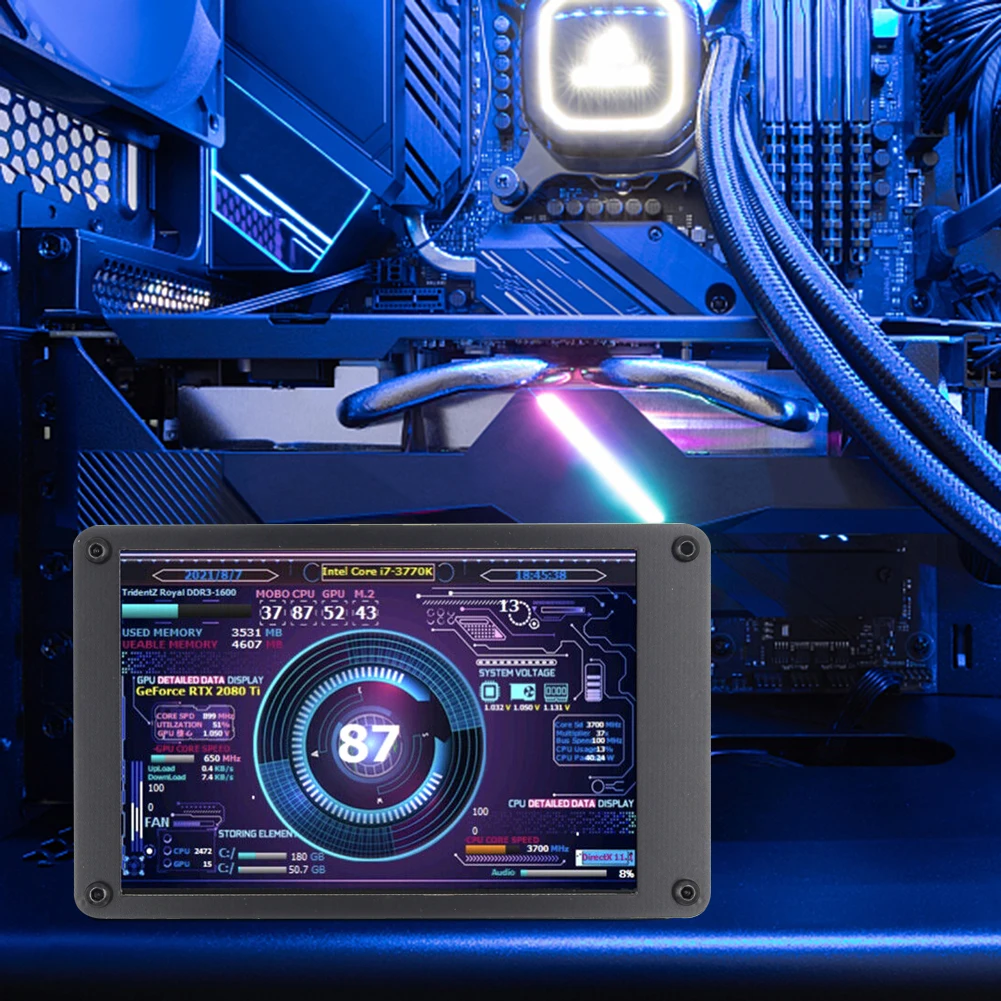 Dual USB Temperature Monitoring 3.5 Inch IPS DIY Computer Temperature Monitoring CPU GPU RAM HDD for WINDOWS LINUX Raspberry Pi