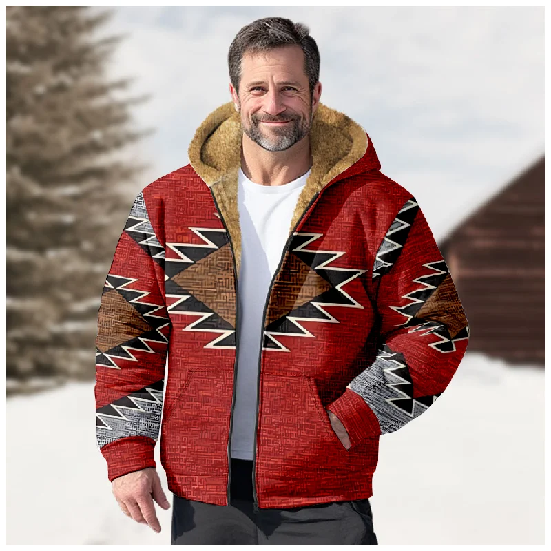 New Totem Italian Cotton Coat Hooded Sweater Casual Print Long Sleeve Zipper Sweater Thick Cotton Coat Autumn and Winter a37