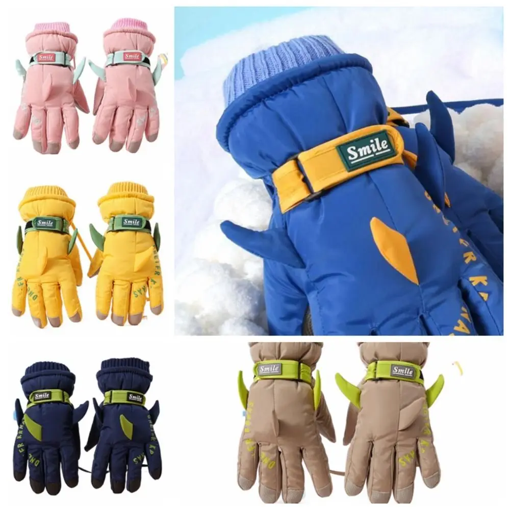 

Plush Velvet Thickened Ski Gloves Windproof Waterproof Full Finger Gloves Breathable Anti Slip Winter Warm Gloves