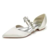 Elegant Lady Pointed toe Satin Evening Dress Flats D'orsay with Flower Crystal Strap Bridal Wedding Prom Dance Shoes Sandals 1