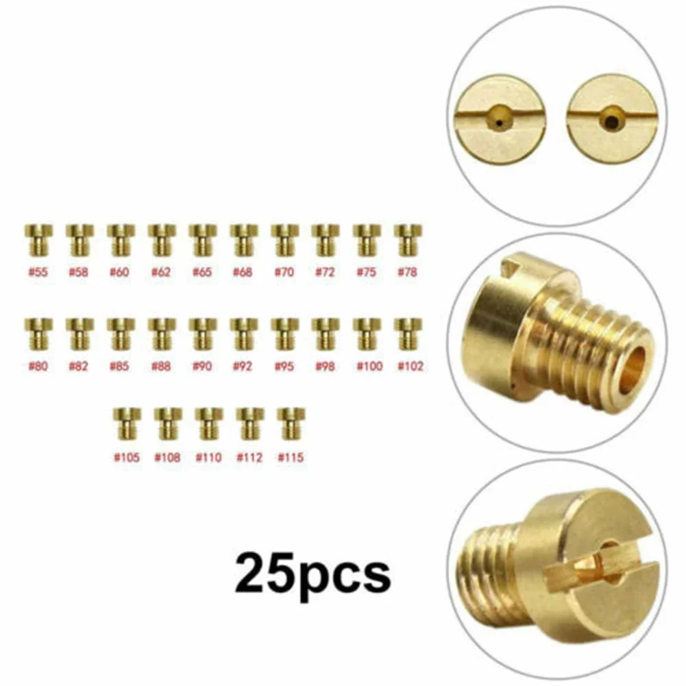Motorcycle Carburetor 25pcs Carburetor Main Jet Set 55-115 M6 6mm Thread for Dellorto PHNL PHVA PHBH PHBN PHBG VHBT Carburetor Injector Nozzle
