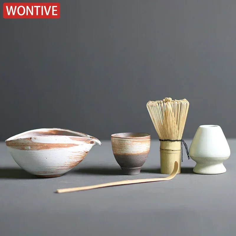 Matcha Tea Set Matcha Tea Tools Tea Ceremony Tools Tea Set 3/4pcs Handmade Home Easy Clean Matcha Tea Set Tool Stand Kit Bowl Whisk Scoop Gift Ceremony Traditional Japanese Accessories