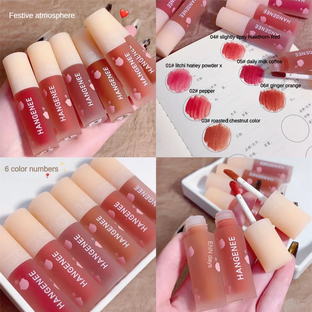 HANGENEE Fireworks Bear Lip Glaze Mirror Water Light Lip Gloss Parity Waterproof Lipstick Tint Makeup For Cosmetics
