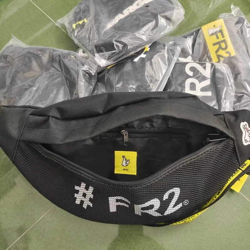 Real Photos Mesh #FR2 Backpacks Embroidery Rabbits Logo Men Women Fashion Crossbody Bag Inside Zipper High Quality Canvas Bag