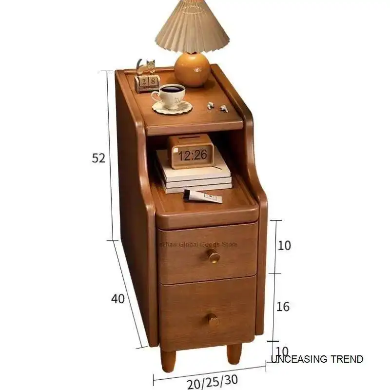 New Home Solid Wood Bedside Tables Extremely Narrow Study and Bedroom Cabinets Simple Storage Side Cabinets Home Furniture