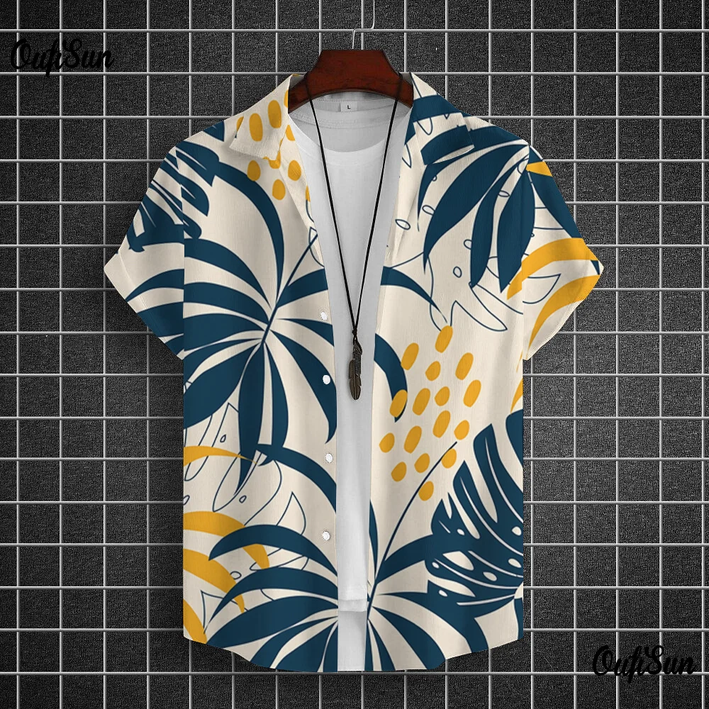 

Hawaiian 3d Plant Shirts Men's Summer Top Breathable Fashion Clothes Beach Vacation Men's Short Sleeved Outdoor Casual Male Wear