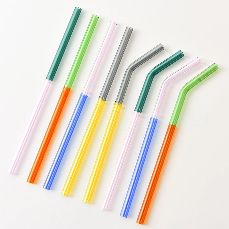 Reusable Colored Glass Straws High Borosilicate Glass Drinking Straws