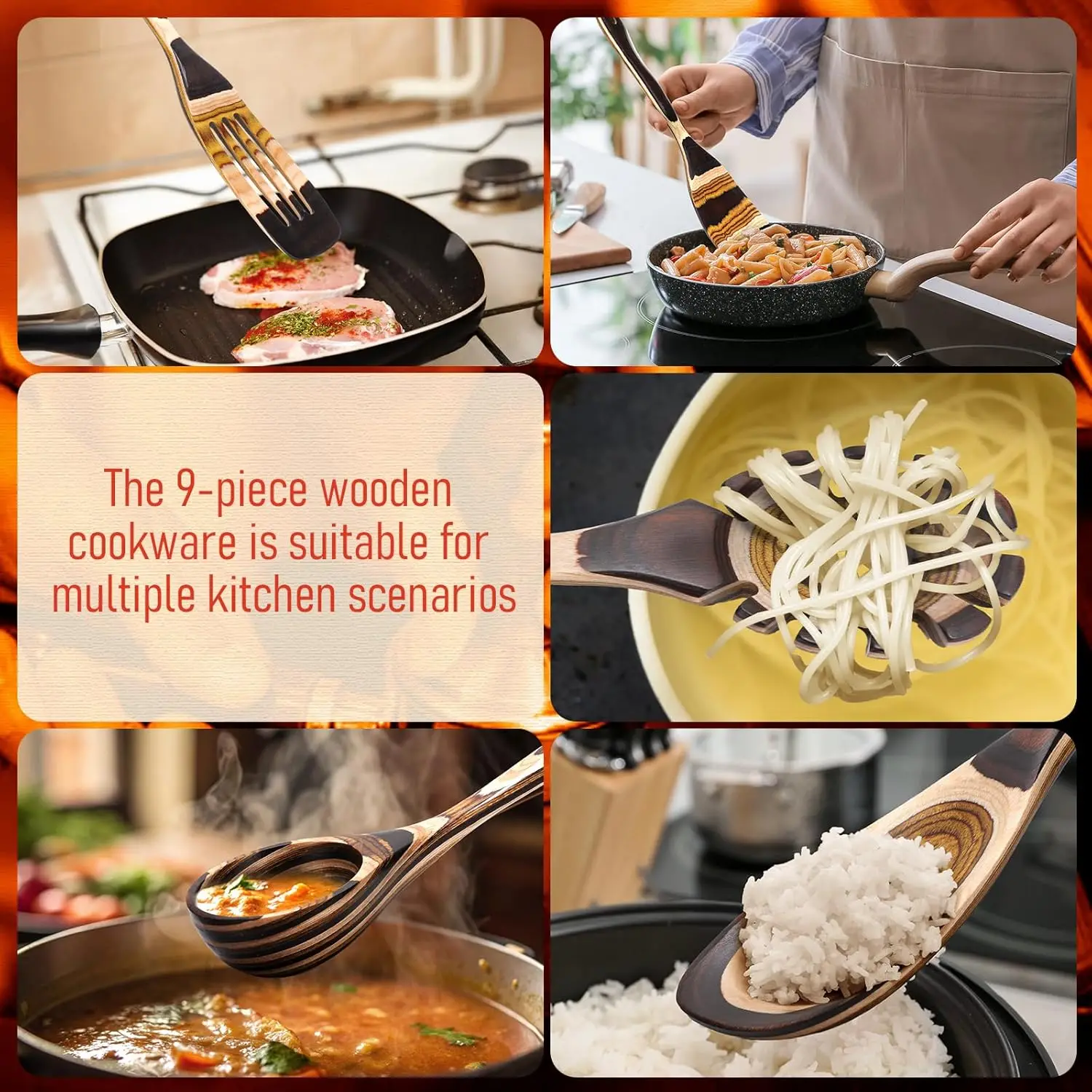 9-Piece Pakkawood Kitchen Utensil Set 4