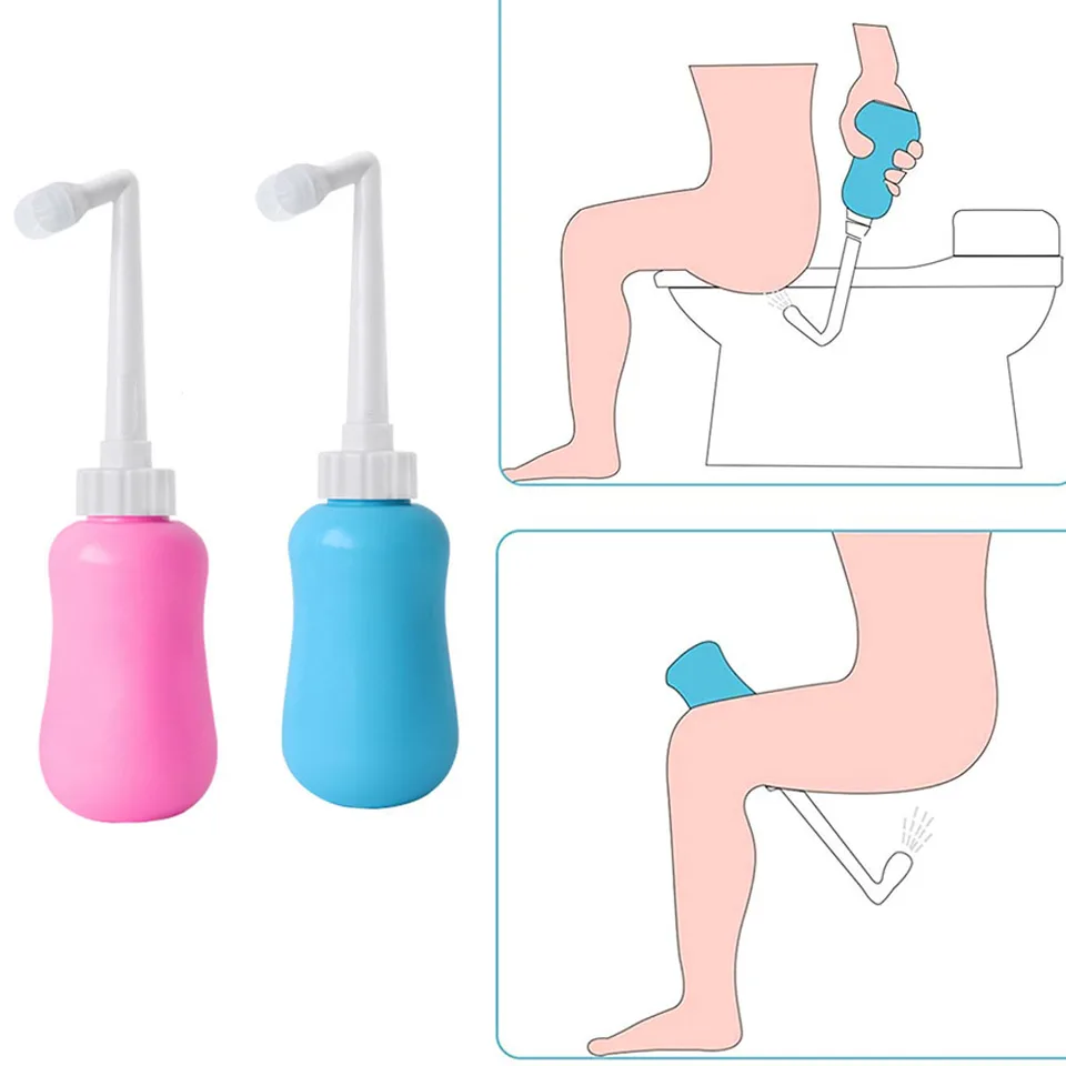 Bottiglia Perineale Portatile 500 Ml – Con Coperchio, Design Invertibile, Per Il Recupero Post-parto E Pulizia Delicata, Rosa