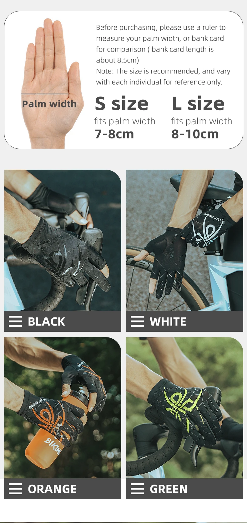 WEST BIKING Herren 3-Finger-Fahrradhandschuhe, Spinnenmuster, Eisseide, atmungsaktiv, Sommer, kühl, Sonnenschutzhandschuhe für MTB, Rennrad – Detail 4