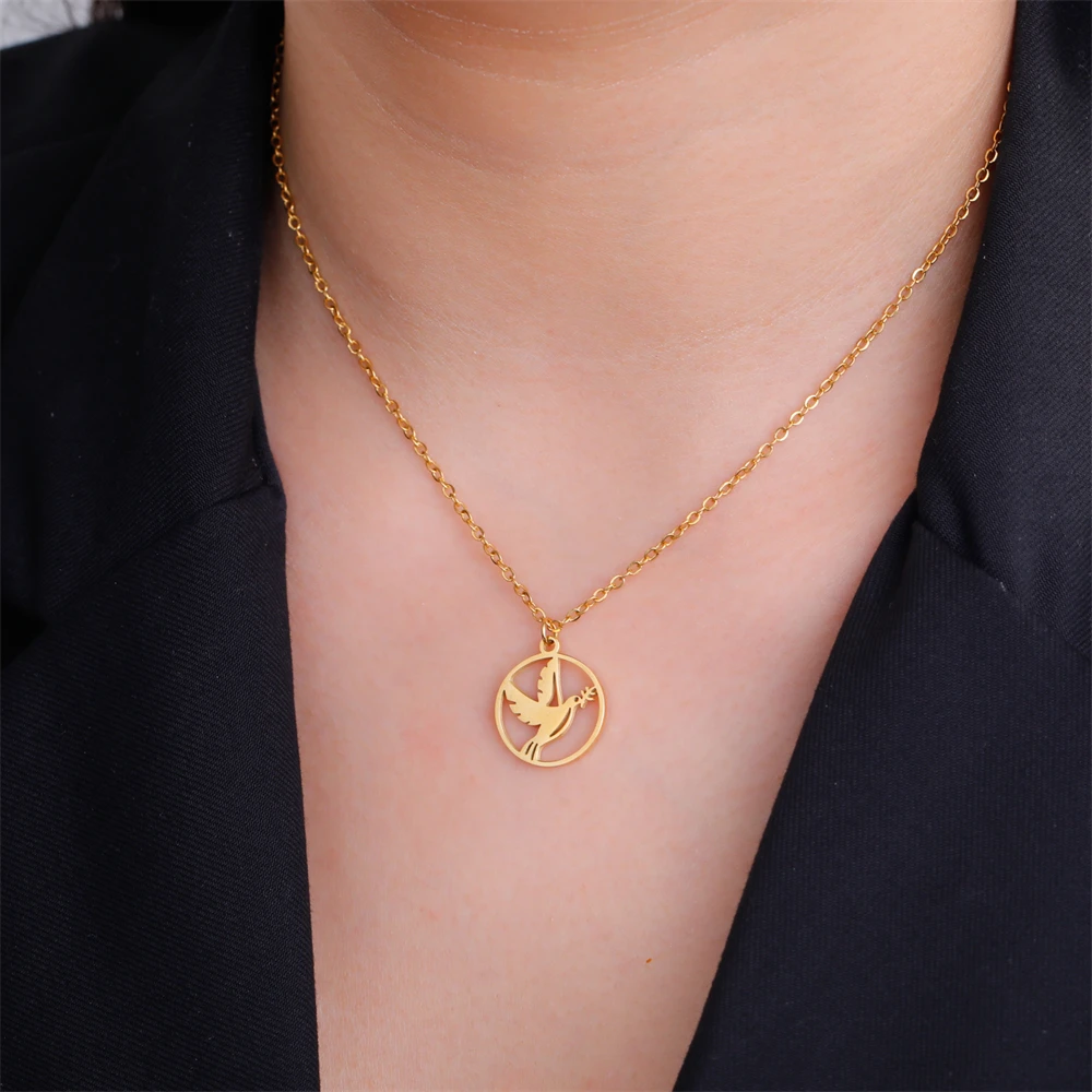 Großhandel 5 stücke Vogel runde Charms für Schmuck machen Edelstahl Tiere Charme DIY Frauen Halskette Ohrringe Anhänger Zubehör – Detail 11