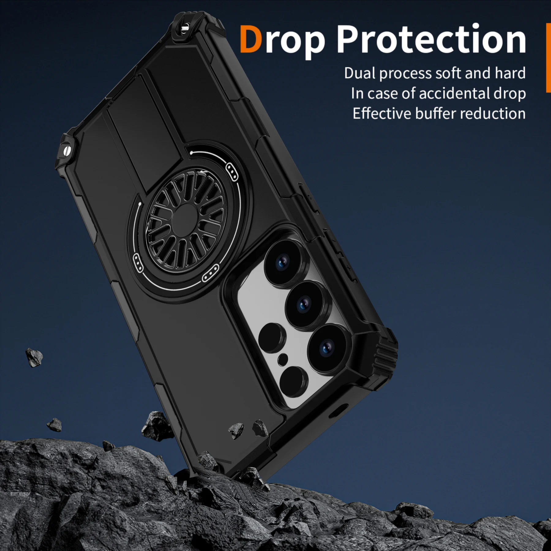 Military-Grade Magnetic Phone Case with Foldable Bracket and Armor Protection