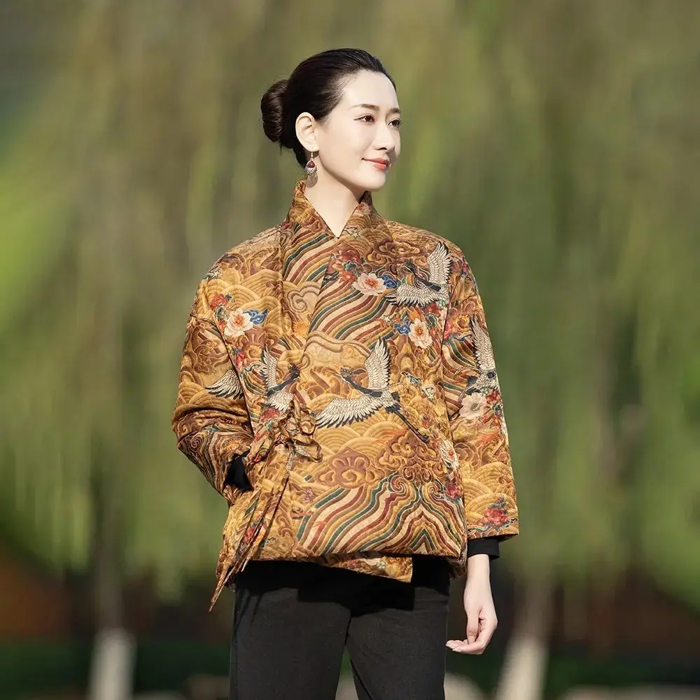 chinese style vintage tangsuit coat autumn winter hanfu top women elegant women chinese vintage padded coat a779
