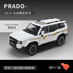 Prado SUV Diecast Model Car with Sound and Light Features - Children's Off - Road Toy Vehicle (White with box)