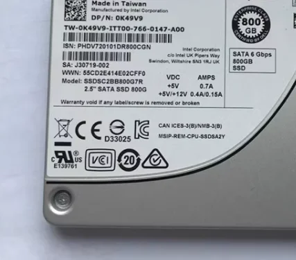 For 0K49V9 SSDSC2BB800G7R SSD 800G 2 5 SATA solid state drive