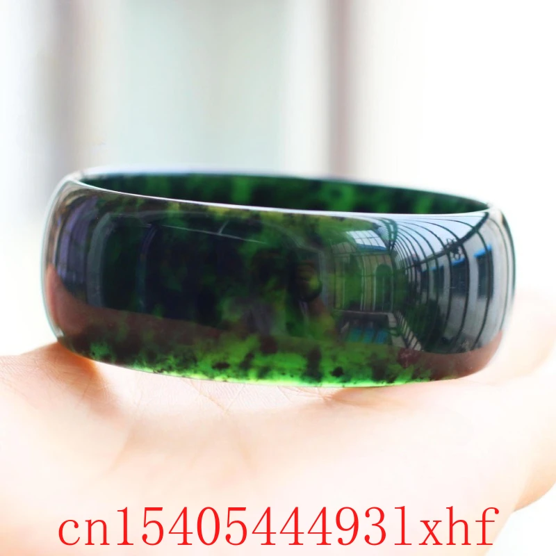 

Genuine Natural Hetian Black Green Jade Widen Bangle Bracelet Fashion Jewelry Carved Gemstone Charm Amulet Gifts for Women Men