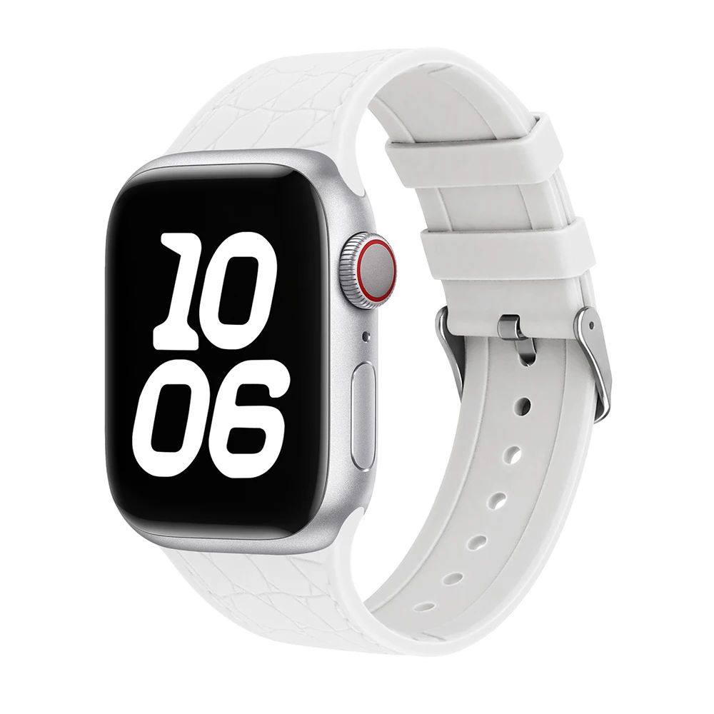 Lychee Silicone Metal Buckle Strap