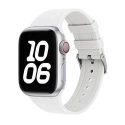 Lychee Silicone Metal Buckle Strap - 42 44 45 49 S10 - 46mm (White)