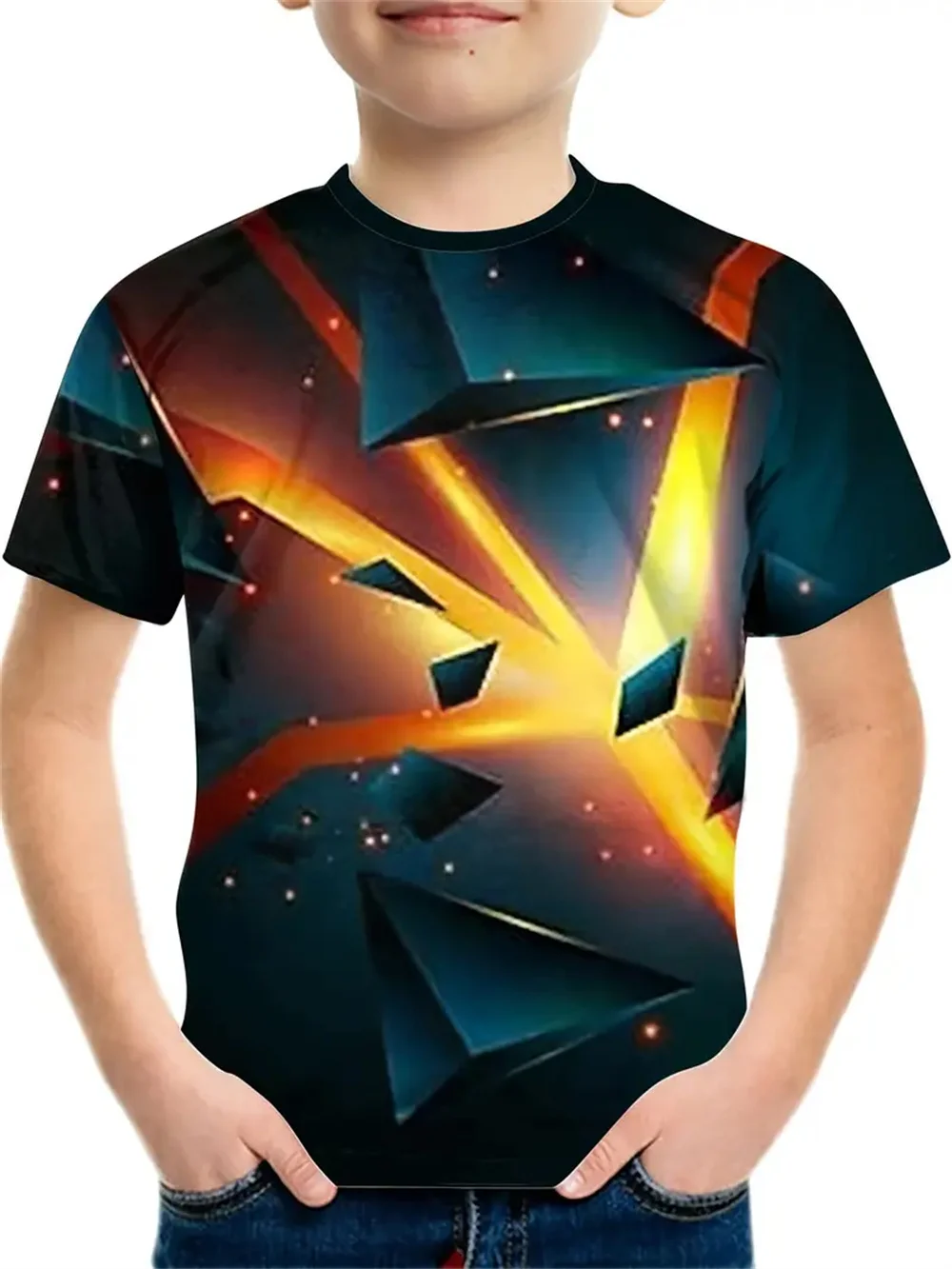 Simple Geometry 3d Print Retro Top Tee Shirt Kids Boys Clothes Short Sleeve Casual Children's Clothing Fashion T Shirt For Boys 3