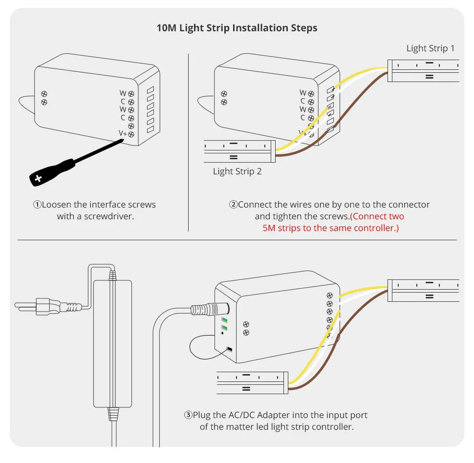 COB Led Strip Light CCT IP65 Matter WiFi Led Driver Alexa Google Home Smartthing