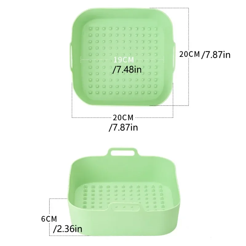 1PC Square Air Fryer Silicone Baking Tray Two Ears Silicone Lining Non-stick Oil High Temperature Baking Mat Easy To Clean air fryer accessories air fryer baking tray air fryer silicone tray