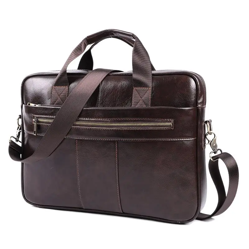 Vintage Genuine Leather Men's Briefcase Business Handbag Office Male Shoulder Messenger Bag Cowhide 15.6