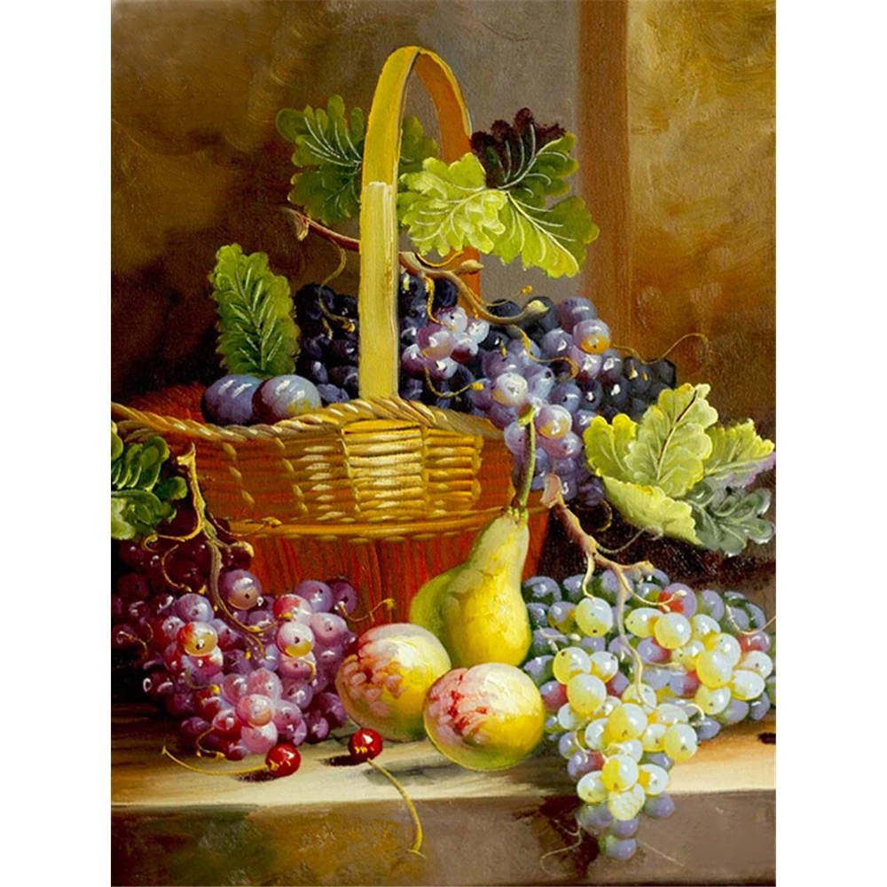 Obst Landschaft DIY 11CT Stickerei Kreuz Stich Kits Hand Handwerk Set Baumwolle Gewinde Gedruckt Leinwand Home Dekoration Verkauf