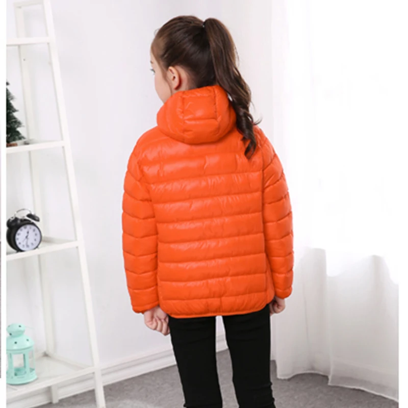 Children's Down Jackets Spring Autumn Solid Coat Cotton-padded Boys Girls Warm Winter Jacket Children Outerwear Kids Hooded Coat