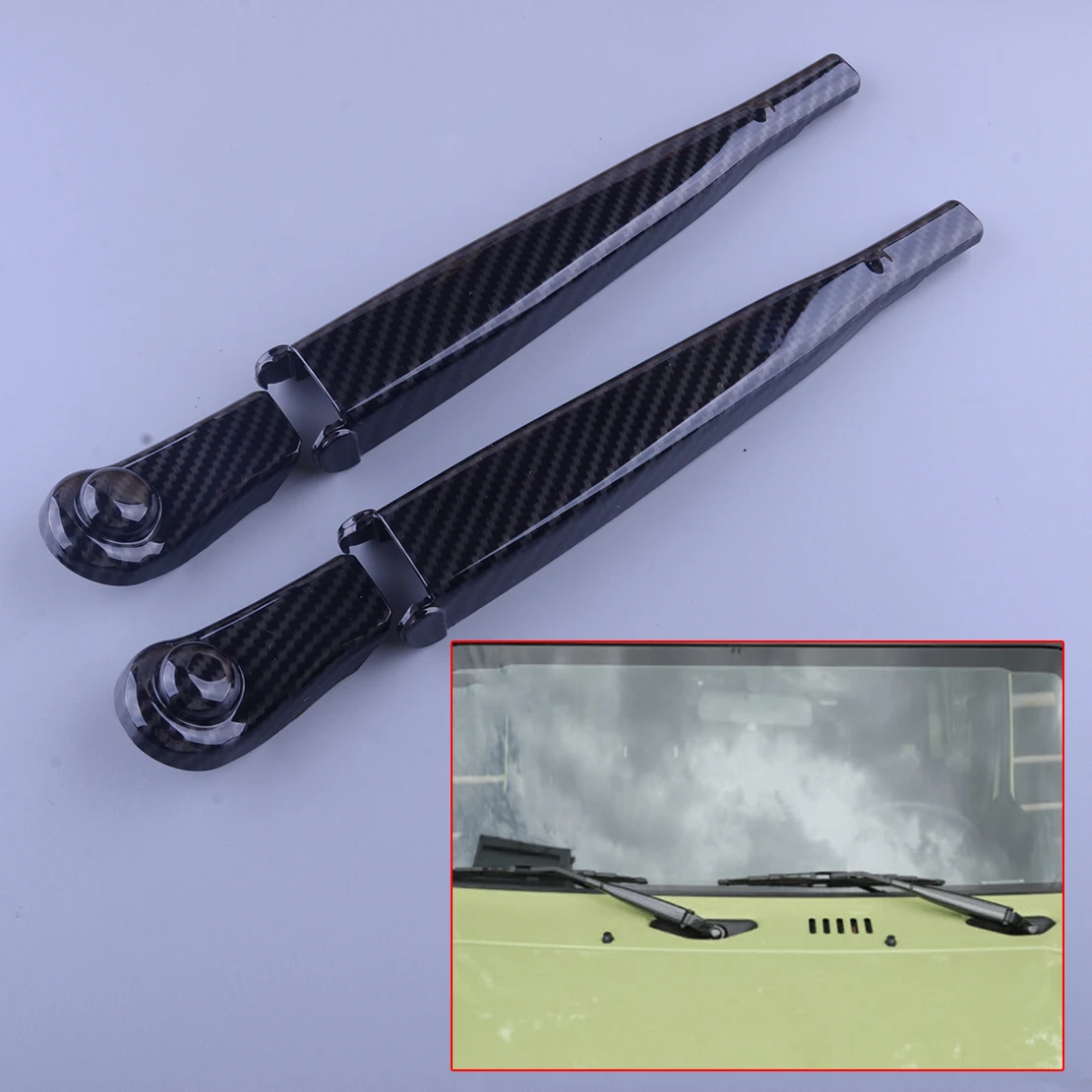 

1 Set Front Window Windshield Wiper Arm Trim Cover Decor Cap Carbon Fiber Style Black ABS Fit for Suzuki Jimny 2019 2020 2021