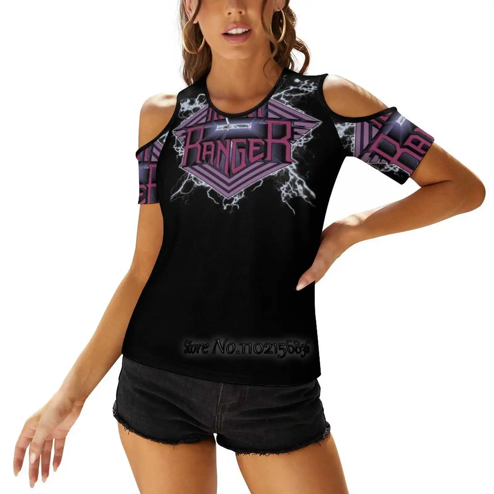 N.R. I T-Shirt Da Donna Allacciatura Posteriore Magliette Sexy Scava Fuori Pullover Top Night Ranger Aor 1980S 80S Hard Radio Glam Metal Dont