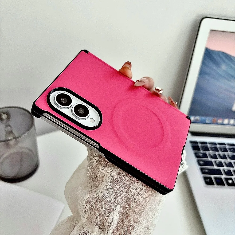 Matte Leather Magnetic Wireless Charging Shockproof Case
