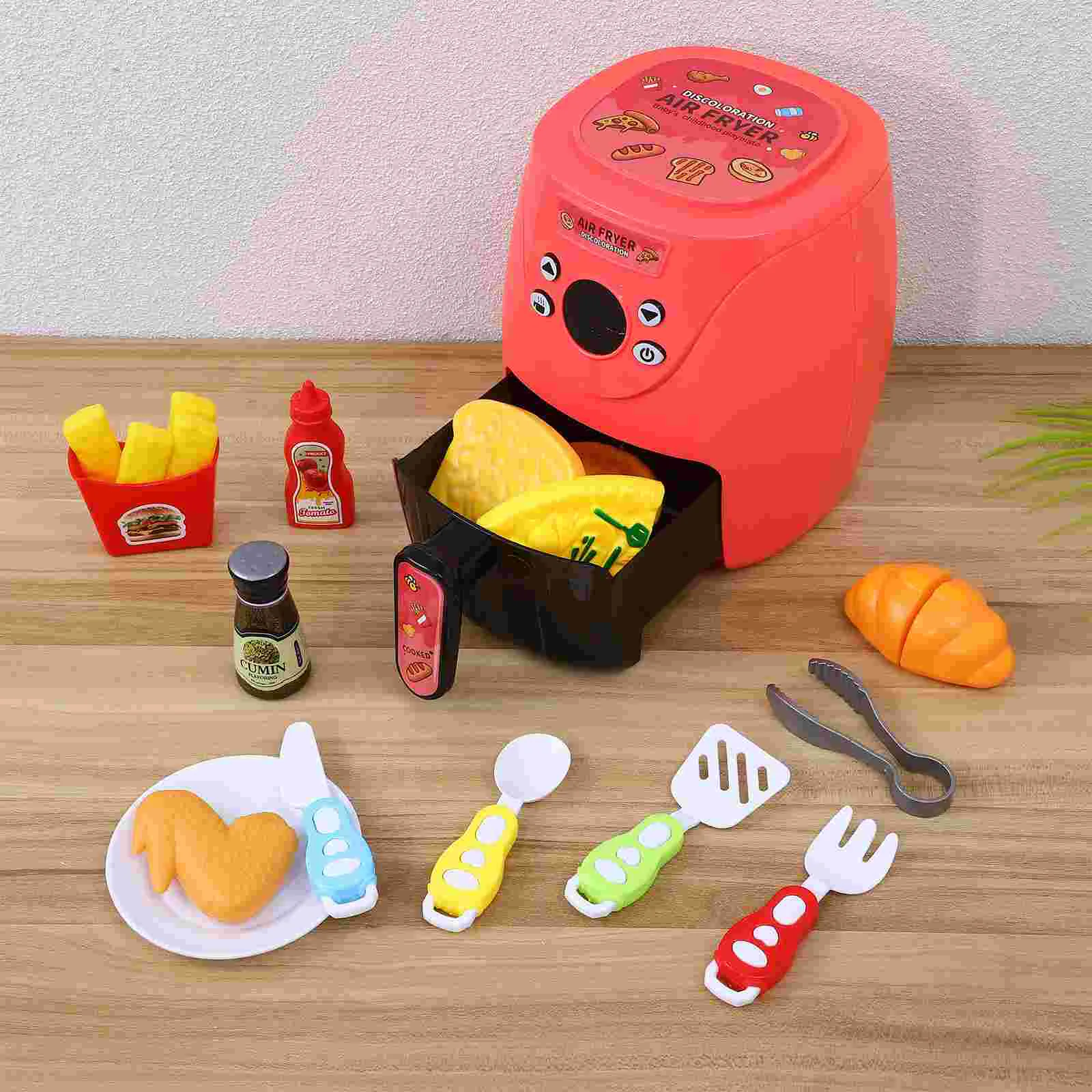 Mini Tomato Color Changing Air Fryer Toy Kitchen Playset Pretend Plaything Set Air Fryer Model Prop Kids Toys Role Play Food