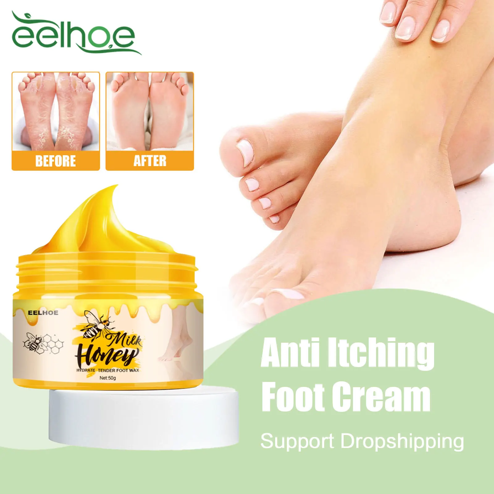 

Anti Itching Foot Cream Antibacterial Prevent Beriberi Tinea Pedis Treat Heel Cracked Remove Dead Skin Foot Peeling Repair Cream