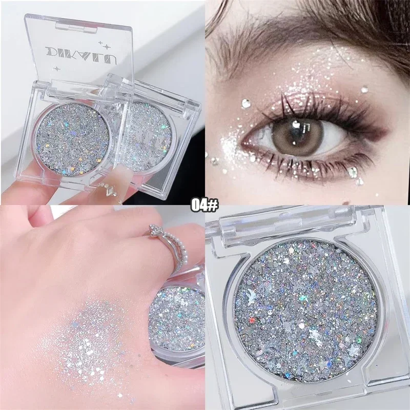 Monochrome Glitter Eyeshadow Gel Sequins Shadow Cream Face Hair Body Glitter Gel Heart Loose Sequins Festival Halloween Makeup 5