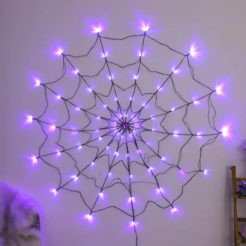 Glowing Spider Web Lights for Halloween Party Decor