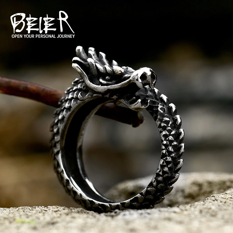 Beier-Bague tête de dragon viking en acier inoxydable pour hommes, échelle de dragon, haute qualité, bijoux design créatif, nouvelle mode