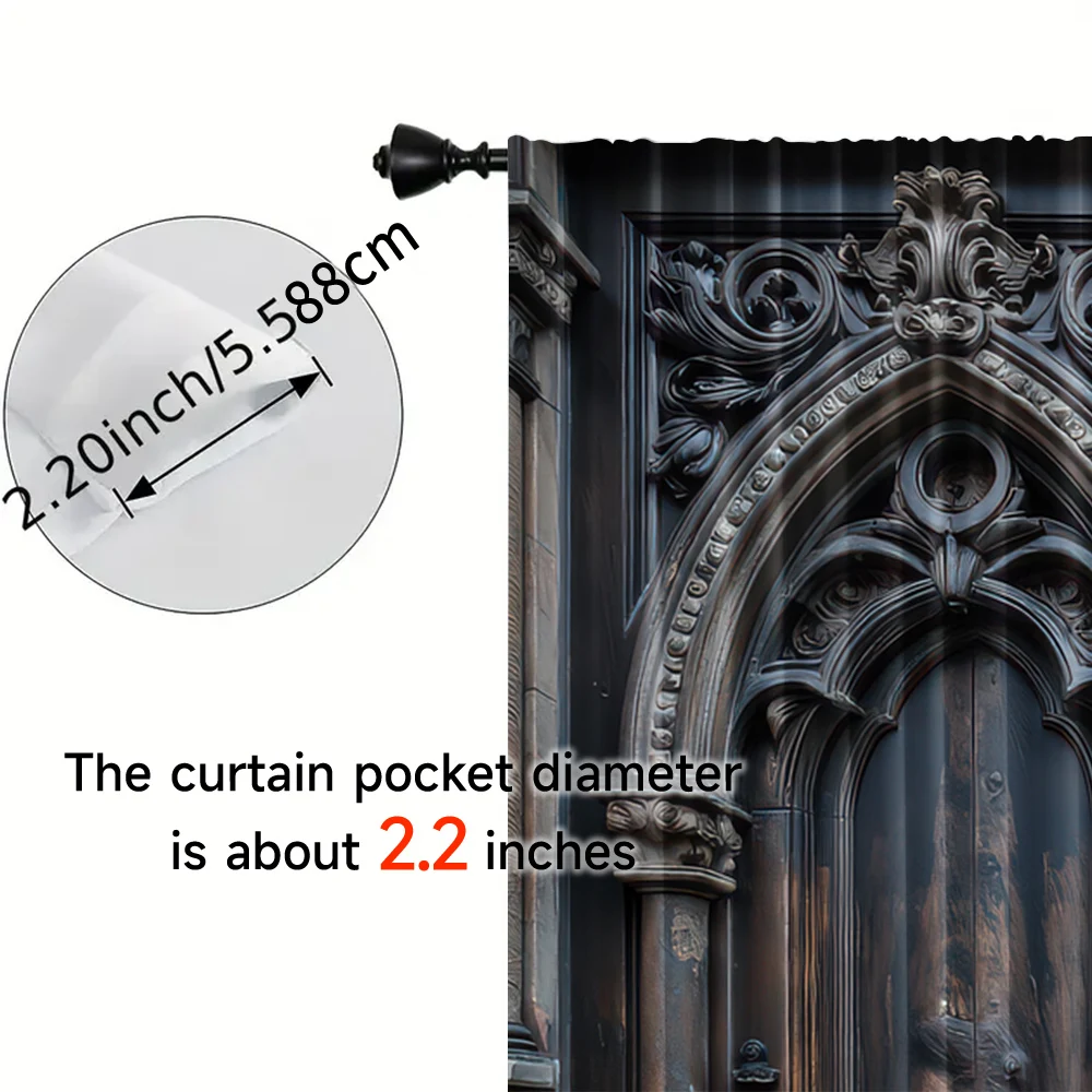 2pcs,%202D%20flat%20printing%20Scene%20Curtain%20Ornate%20Carved%20Wooden%20Doors%20Artwork%20Versatile%20Polyester%20Fabric,Without%20Electricity%20Wall%20-%20Image%205