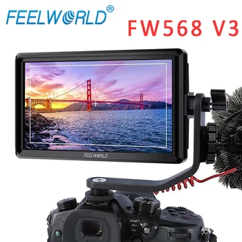 FEELWORLD DSLR 카메라 필드 모니터, 틸트 암 전원 출력, 6 인치, 3D LUT IPS 풀 HD, 1920x108, 0 지지대 HDMI 입력 출력, FW568 V3