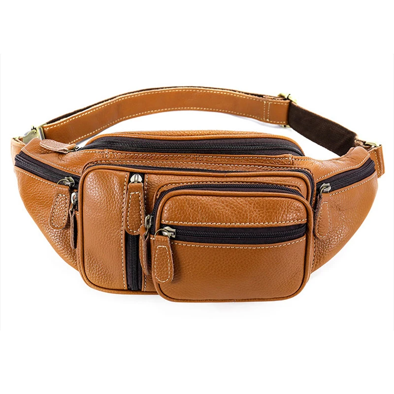 

Soft Genuine Leather Waist Bag Single Shoulder Bag Crossbody Phone Bag Male Outdoor Tactics Waist Pack Sport Hip Belt Chest Bag