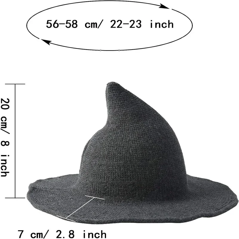 Halloween Vintage Wool Knit Hat Women's Witch Hat Dress Up Party Masquerade Holiday Decoration Accessories