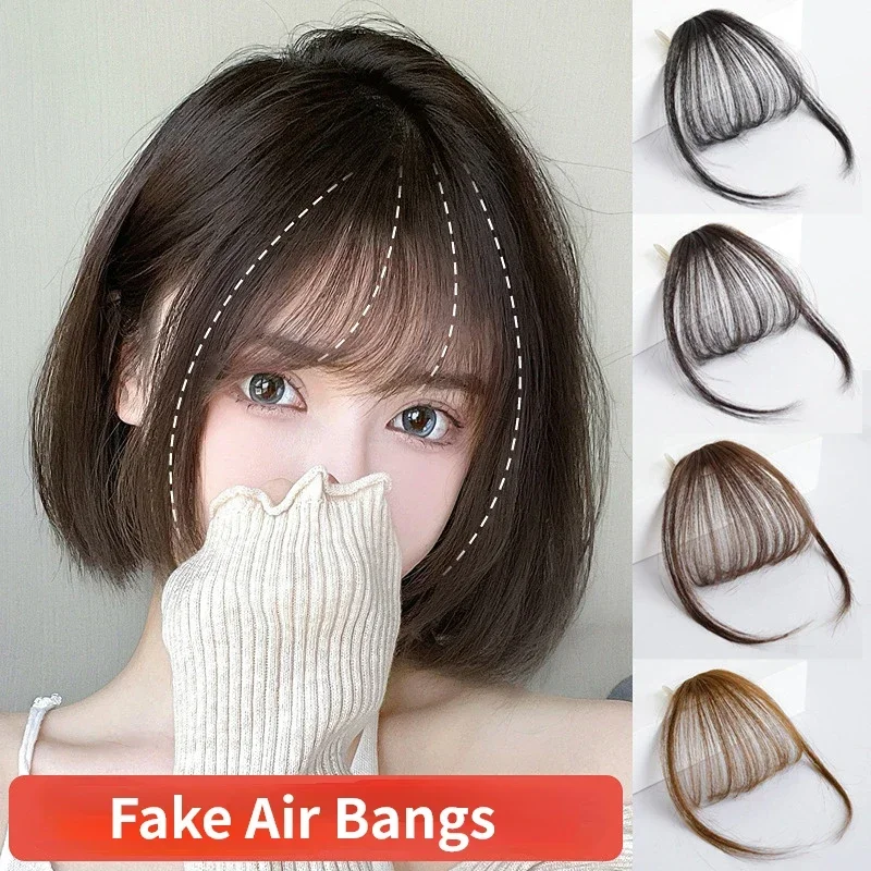 

Fake Air Bangs Hair Clip-In Extension Synthetic Fake Fringe Natural False Hairpiece for Women Girls Hair Styling Clip In Bangs