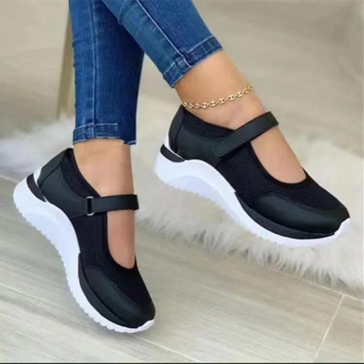 2024 Summer New Breathable Mesh Wedge Casual Sport Shoes Plus Size 43 Non Slip Woman Vulcanize Shoes Platform Women Sneakers