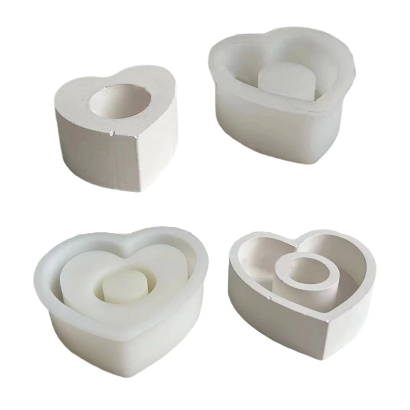

3D Love Heart Candle Holder Resin Silicone Mold DIY Candlestick Casting Mould X3UD