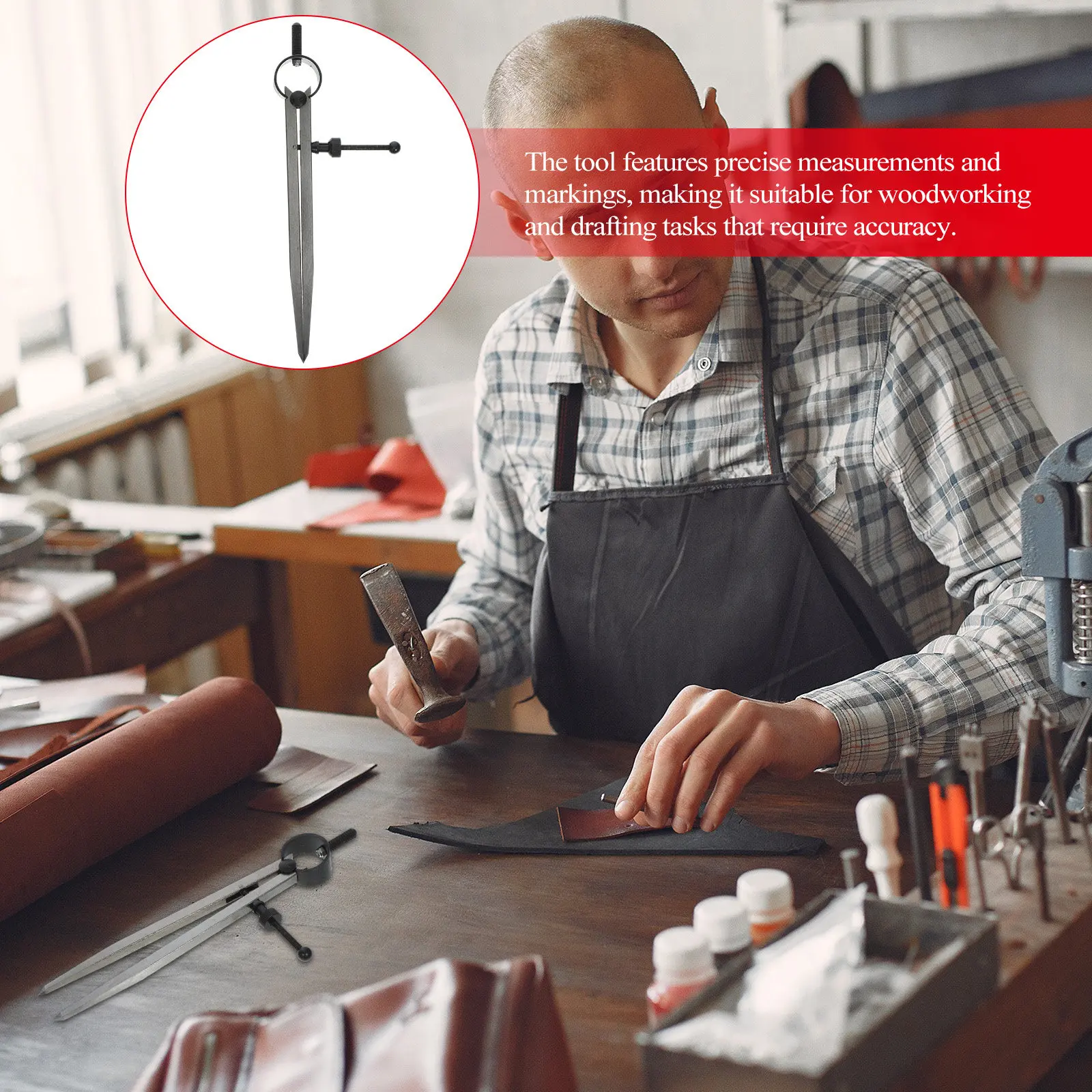 전문 공예용 나침반 휴대용 간격 측정기 정밀 금속 스크라이버 디바이더 도구 (목공, 제도, 마킹용)