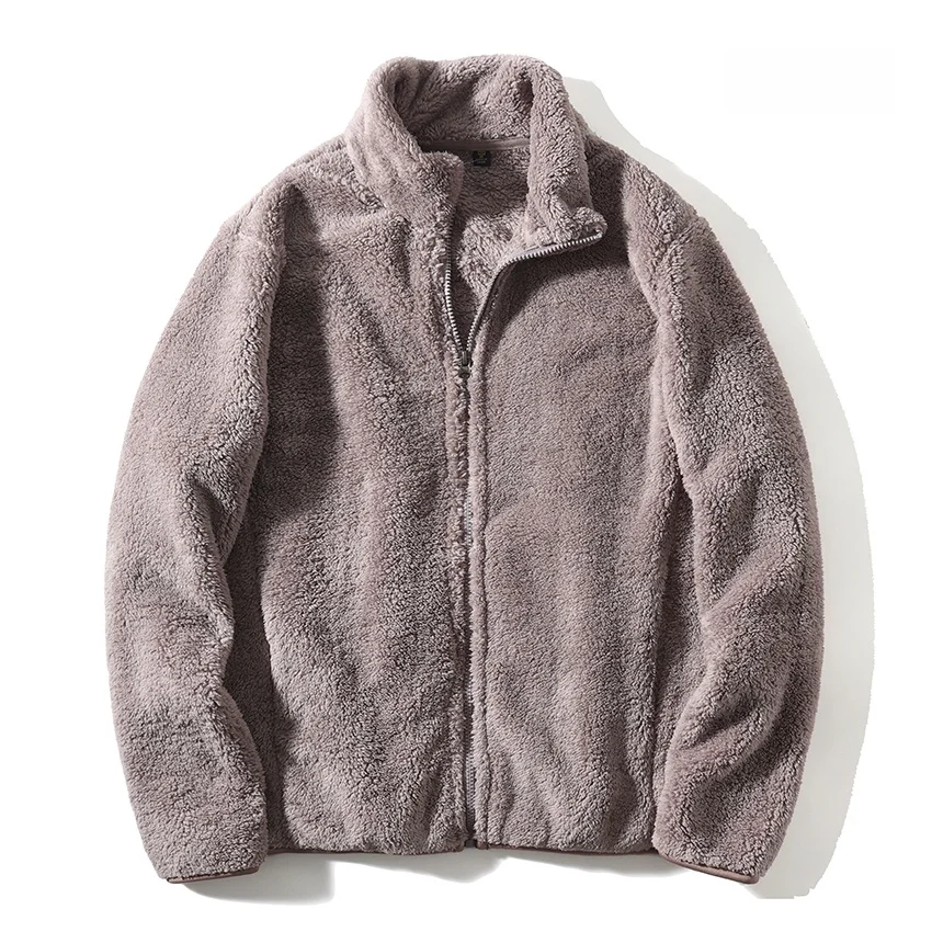 Exquisite Coral Fce Zipper Collar Open Cardigan Sweatirt Jaet Ultra Value Autumn Winter Warm Long Sve ort Sle