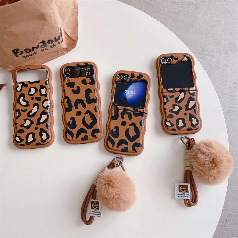 Leopard Print Z Flip 5 Schermo Pieghevole Samsung Z Flip 4A Generazione Nuova Custodia Per Telefono, Anti-Caduta Soft Shell Z3 Tide Bekas Telefon