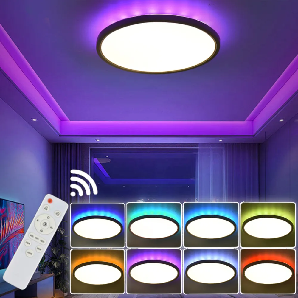 Ceiling Lamp Led Ceiling Living Room Dimmable | Ceiling Rgb Remote Control  Ceiling - Ceiling Lights - Aliexpress